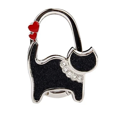 Image of Ladies Table Bag Handbag Purse Hook Hanger Holder Cat Pattern Black, (f54g5)