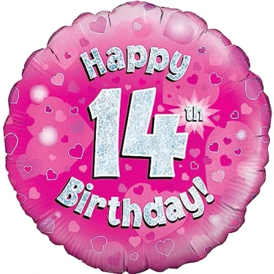 Image of OaktreeUK Oaktree 18&quot; Happy 14th Birthday Pink Holographic