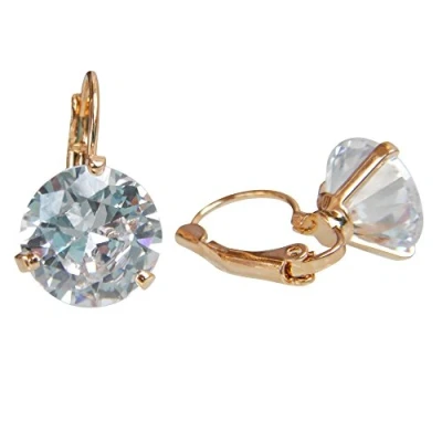 Image of Navachi 18k Gold Plated Circle Clear Zircon Hoop Az1425e Leverback Earrings