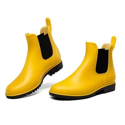 Image of DREAM PAIRS Wellington Boots Women and Men Ankle Ladies Wellies Short Chelsea Booties Waterproof Rain Boots,SDRB2201W E,Yellow,6 UK/39 (EUR)