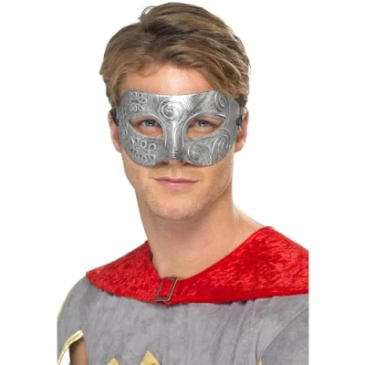 Image of Smiffys Metallic Warrior Colombina Eyemask, Silver , Eyemasks Fancy Dress, Adult Dress Up Eye masks