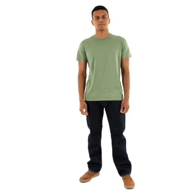 Image of Lacoste Men&#039;s Pima Cotton Crew Neck T Shirt, Regular Fit, Pastel Green (UK, Alpha, L, Regular, Green)