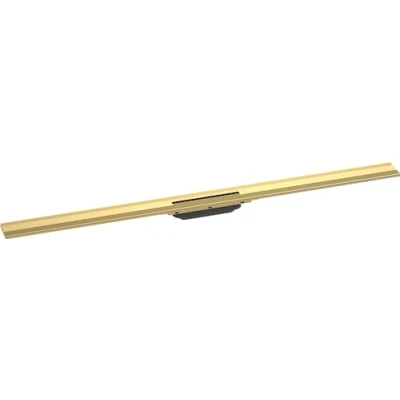 Image of hansgrohe 56054990 RainDrain Flex Complete Set Shower Drain 1200 Can be Shortened for Wall Mounting Optic Channel, Polished Gold Look, 120 cm