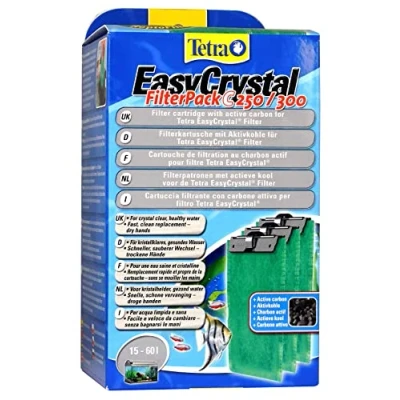 Image of Tetra EasyCrystal filter Pack C250/300 material with activated carbon, pads for internal filters, suitable aquariums from 15 60 liters, 3 pieces, Green