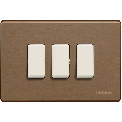Image of Bticino 503/3/BR Magic Plate 3 Places, Bronze