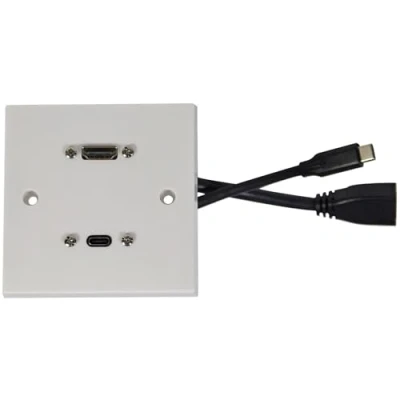 Image of AV:Link 8K HDMI &amp; USB C Multimedia Wallplate, USB4 Fast Charge Data Transfer Type and Sockets: Streamlined Connectivity for Home, Office, Educational Spaces
