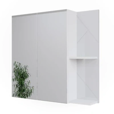 Image of Vicco Bathroom mirror cabinet &quot;Irma&quot;, White High Gloss, 80 x 75 cm