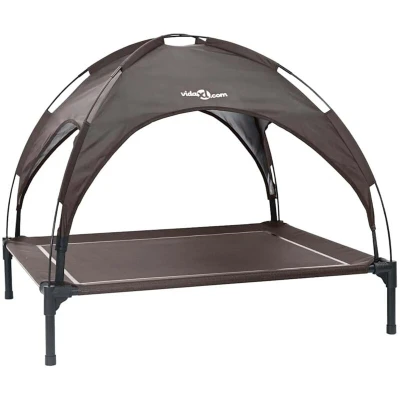 Image of vidaXL Raised Dog Bed with Removable Roof Brown XL Steel