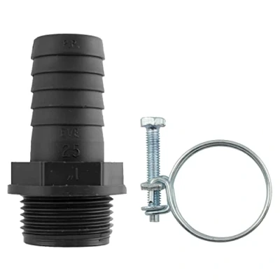 Image of Pond Pump/Filter/Fountain Fitting 25mm Barb 1&quot; bspm Corrugated Pipe Connector BSP = 33.3MM Across The Thread