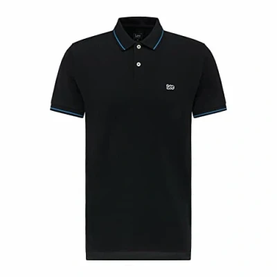 Image of Lee Men&#039;s PIQUE POLO T Shirt, Ecru (Black 01),XXX Large