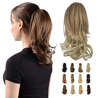 Image of Sofeiyan 13&quot; Ponytail Extension Long Curly Clip in Claw Hair Natural Looking Synthetic Hairpiece for Women,Dark Blonde to Bleach