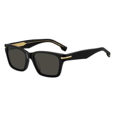 Image of Hugo BOSS Man 1739/F/SK 807/IR Sunglasses Acetate Black Grey Squared Normal