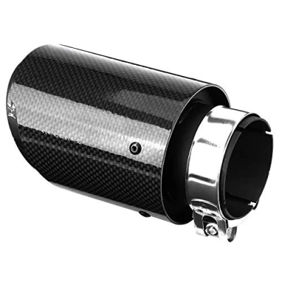 Image of VOBOR 60mm Exhaust Tip,Carbon Tips Stainless Steel Car Tail End Pipe Single Oblique Tip Muffler