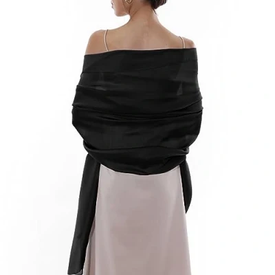 Image of RIIQIICHY Ladies Lightweight Scarf Black Pashmina Shawls and Wraps for Women Wedding Shawl Evening Dresses