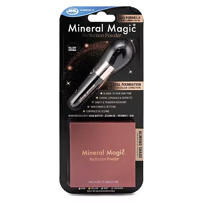 Image of JML Mineral Magic Makeup Perfection Powder Long Lasting Pressed Face Foundation Covers Conceals, Corrects and Q10 Hydrates Make Up to Cover Fine Lines Blemishes Dark Circles Almond