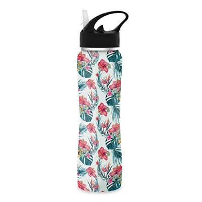 Image of THE Steel Bottle Most Wanted Stainless Thermal Bottle, Double Walled Vacuum Insulation, 500ml Capacity, Airtight Closure, Portable Water (#46 Exotic Flowers)