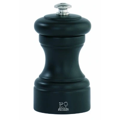 Image of PEUGEOT Bistro 10 cm Salt Mill Classic Grind System Made with PEFC Certified Wood Lifetime Guaranteed Mechanism in France Matt Black Colour