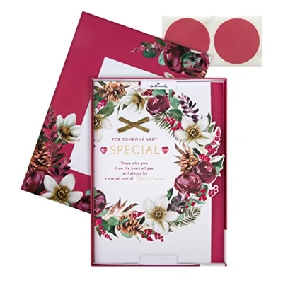 Image of Hallmark Boxed Christmas Card for Someone Special Traditional Wreath and Verse Design