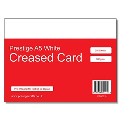 Image of Prestige A5 White Card Pack Pre Creased for Folding to 4pp A6 300gsm 25 Sheets