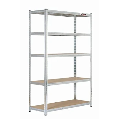 Image of Rhino Racking 2 Bays 5 Tier Heavy Duty Industrial Storage Shelves Galvanised 180x120x45cm