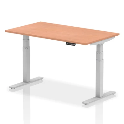 Image of Air 1400/800 Beech Height Adjustable Desk With Silver Legs HA01002