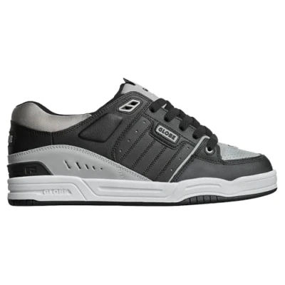 Image of Globe Fusion Skate shoes, Men&#039;s, Size: 8, Black/steel/white leather and imitation