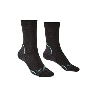 Image of Bridgedale Women&#039;s Hike Lightweight T2 Coolmax Performance Boot Socks, Graphite/Mint, Large
