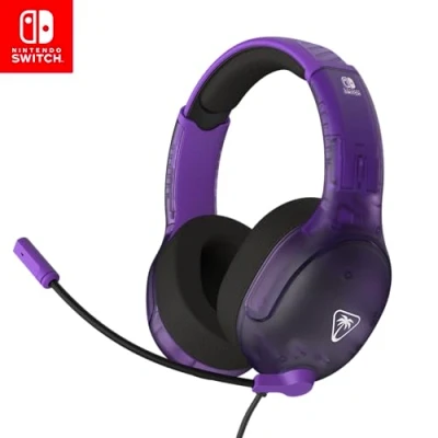Image of Turtle Beach Airlite Fit Ghost Purple Wired Gaming Headset Officially Licensed for Nintendo Switch, Switch Lite, and OLED Flip to Mute Mic, Over Ear Premium Comfort