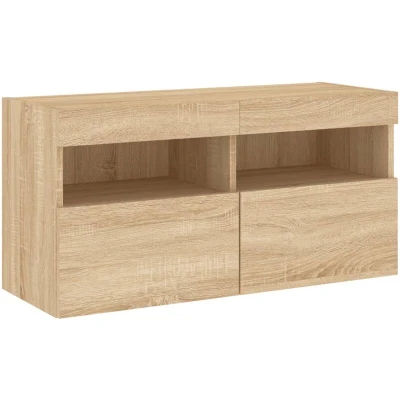 Image of vidaXL TV Wall Cabinet with LED Lights Sonoma Oak 80x30x40 cm