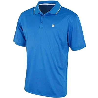 Image of Island Green Golf IGTS1700 Mens Contrast Tipped Collar CoolPass Breathable Wicking Polo Shirt Sports Top, Red, Large