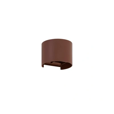 Image of Lindby LED outdoor wall light Nivar, round, rust brown, metal