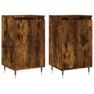 Image of vidaXL Sideboard Set (2 pcs) in Smoked Oak Engineered Wood Cabinets with Storage Space and Metal Legs Modern Design for Living Room or Lounge