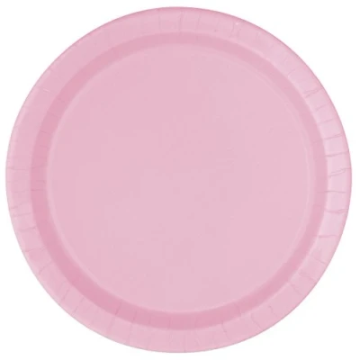 Image of Solid Lovely Pink Round Paper Dinner Plates (22cm) 16 Count Sturdy &amp; Elegant for Parties and Events