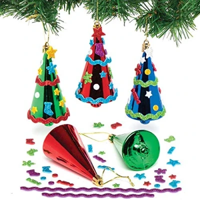Image of Baker Ross AX442 Christmas Tree Bauble Mix &amp; Match Kits Pack of 6, Ornaments for Creative Art and Craft Activities to Paint Decorate
