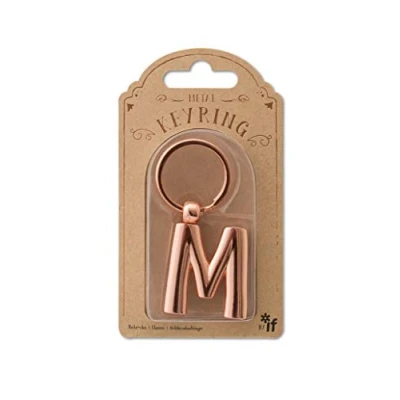 Image of IF Metal Letter Keyring Personalised Alphabet Letters Rose Gold M