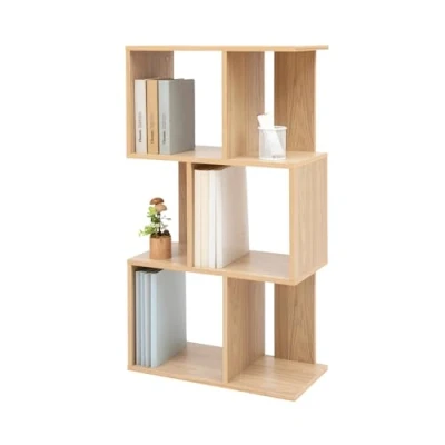 Image of Iris Ohyama, Decorative Display Shelf/Floating Shelves/Wooden Shelf/Display Rack with 3 Shelves, Design,Modern,Modular, Office,Bedroom,Living Room, Library Shelf SRK W3 Light Brown