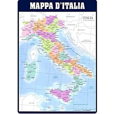 Image of Grupo Erik Mappa Dell Italia in Italian Desk Mat Decor 13.5 x 19.5 inches 34.5 49.5 cm Pad Protector Cute Stationery Back to School Supplies World Map for Kids