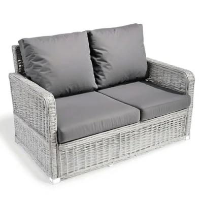 Image of Kosiproducts Replacement Rattan Cushion Seat Cushions Garden Patio Furniture [Grey, 2 Seats + Cushions] Furntiure Not Included