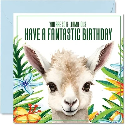 Image of Lllama Birthday Cards for Men &amp; Women G Llama ous Animal 145mm x Greeting Cards, card Mum Dad Sister Brother Daughter Uncle Auntie Bestie Work Colleague Friend Funny bday