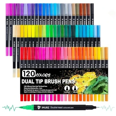Image of K.CINE 120 Dual Tip Colouring Pens,Felt Tips Markers For Artists, Brush Pens Art Adults Books Painting Drawing Journaling Calligraphy