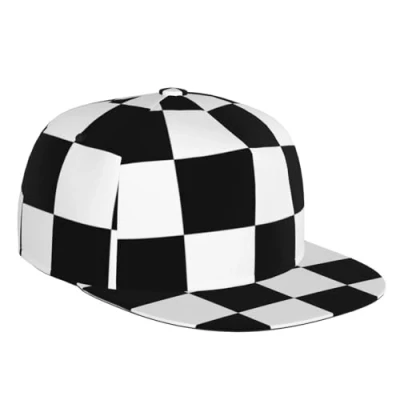 Image of TROONZ Baseball Cap, Snapback Flat Bill Hip Hop Hat Sun Sports Cap Casual Unisex,Huge F1 Formula One Black &amp; White Chequered