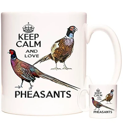 Image of KAZMUGZ Pheasant Bird Mug, Keep Calm and Love Pheasants. Exclusive to Ceramic Gift Mug. Excellent Birthday Gift. British Mug