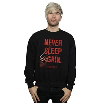 Image of Absolute Cult A Nightmare On Elm Street Men&#039;s Never Sleep Again Sweatshirt Black Large
