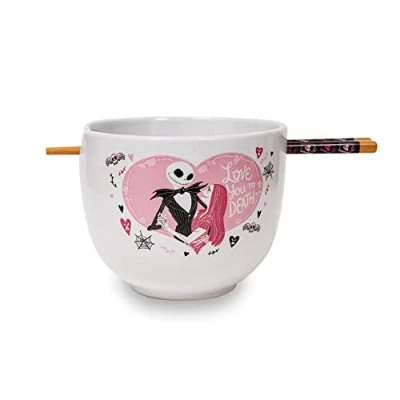 Image of Disney The Nightmare Before Christmas Jack and Sally Ramen Bowl With Chopsticks