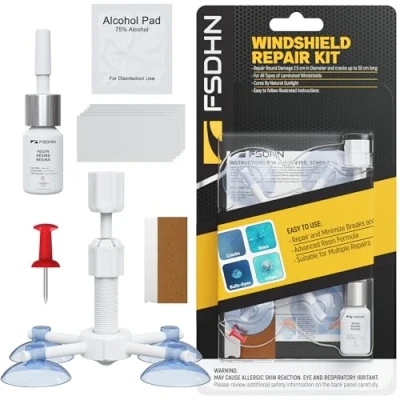 Image of fsdhn Windscreen Repair Kit New And Improved, Car/Van Windshield Crack for Fix Auto Glass Cracks/Scratch/Chips/Nicks/Half Moon/Star Shaped/Bulls Eye