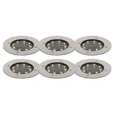 Image of Qazqa Outdoor Set of 6 Ground Spot I Lightlights Steel Nickel Matt Satin incl. LED IP65 Solar Terry Garden Modern 1 Way Light Aluminium spotway Suitable for