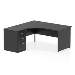 Image of Impulse 1600 LH Crescent Desk Black Top Panel End 600 High Ped