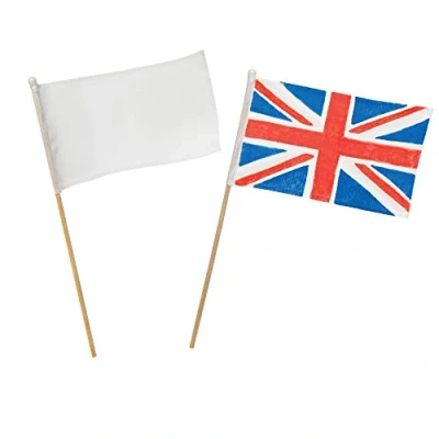 Image of Baker Ross AR455 Flags to Decorate Pack of 6, for Children Paint, Personalise and Use Arts Crafts Projects, White,19.5cm x 12.5cm