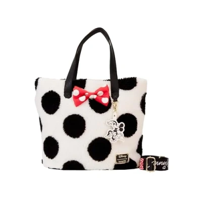 Image of Loungefly Disney Minnie Mouse Rocks the Dots Classic Sherpa Tote Bag, Multi