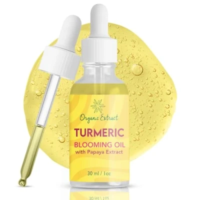 Image of ORGANIC EXTRACT Turmeric Body Oil 1 fl oz / 30 ml Natural Skin Brightening Essential Non Greasy, Ultra Hydrating, Fast Absorbing Facial Repair Serum Cleanses Skin, Fights Acne, Evens Tone